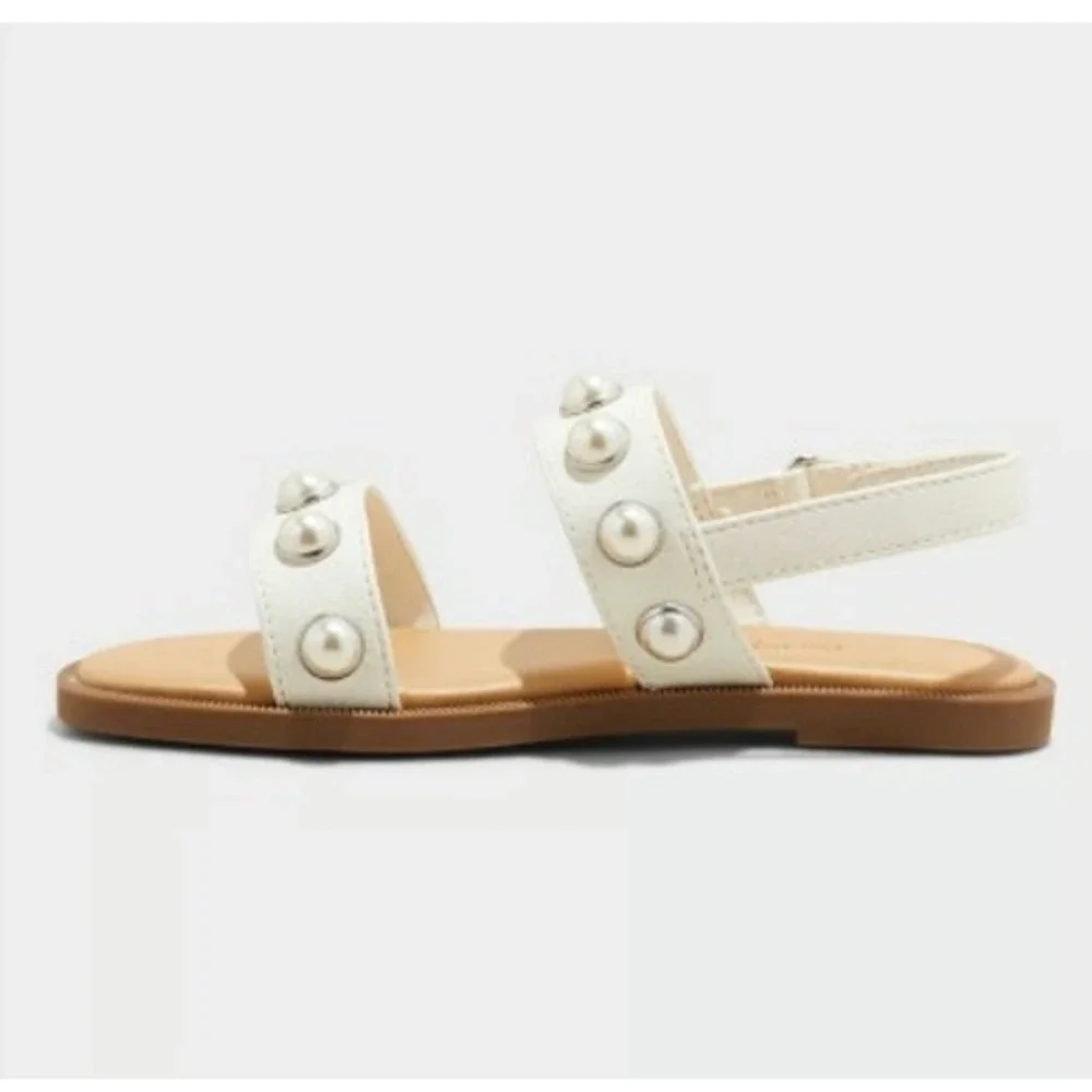 Toddler Girls Cat & Jack Selene Pearl Sandals White 5T New With Tags